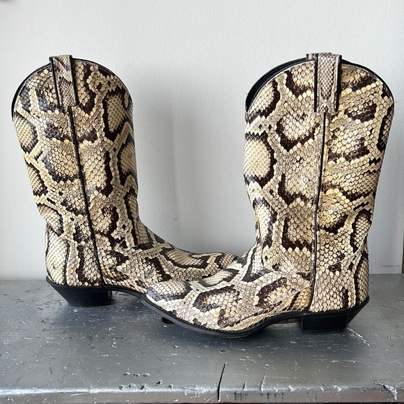 Vintage Shoes - Vintage Cowboy Boots- Python Snakeskin